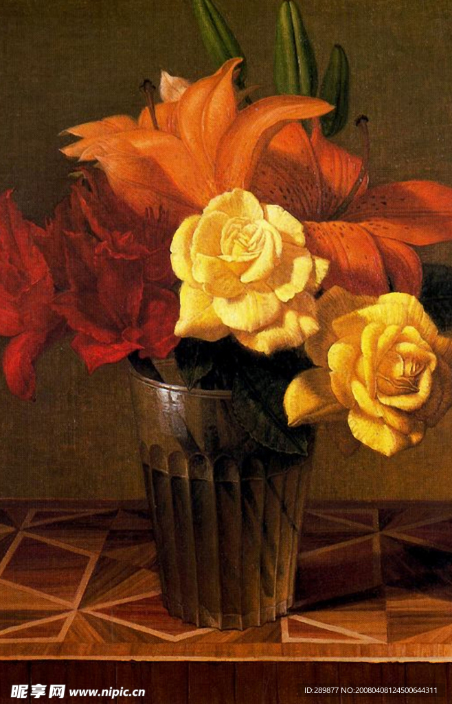 油画静物  花