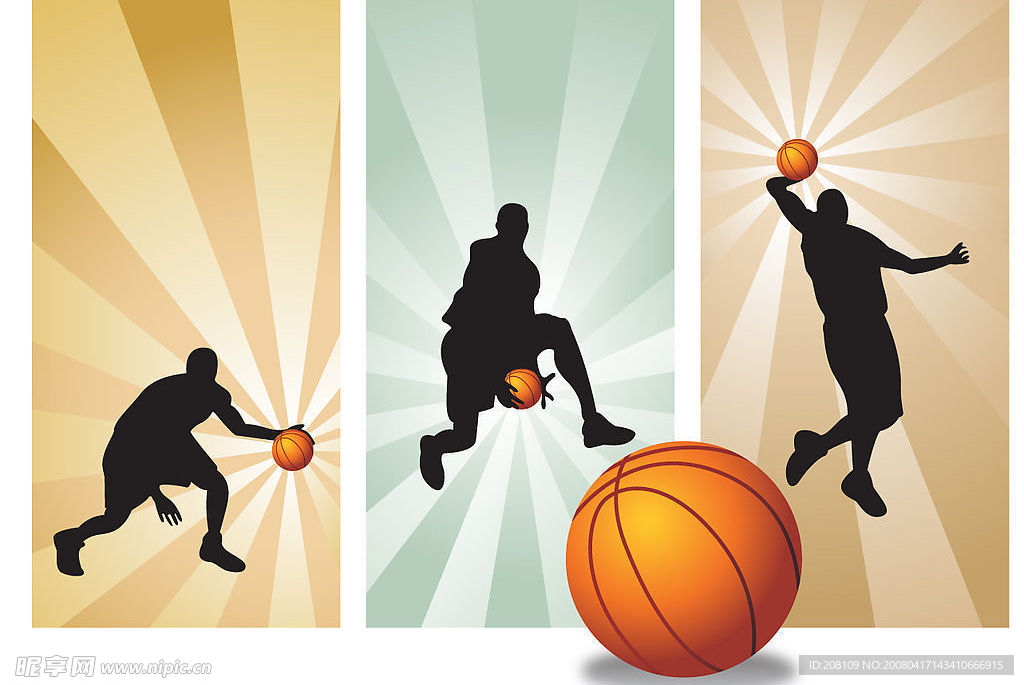 篮球运动员剪影矢量素材