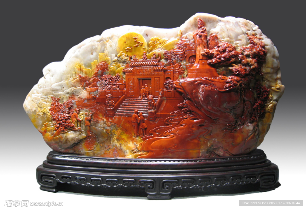 寿山石雕《澳门风光》组雕