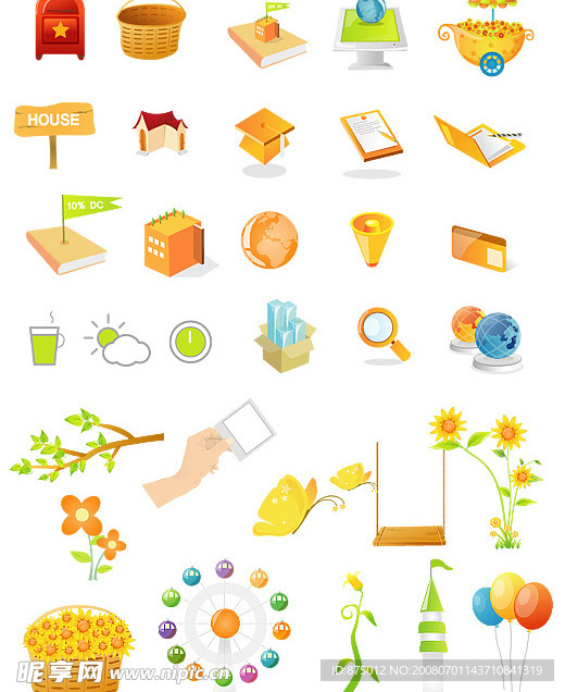 摩天轮气球等AI矢量图标