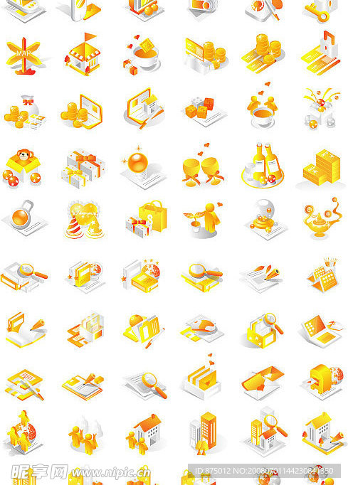 60个金色的韩国矢量图标