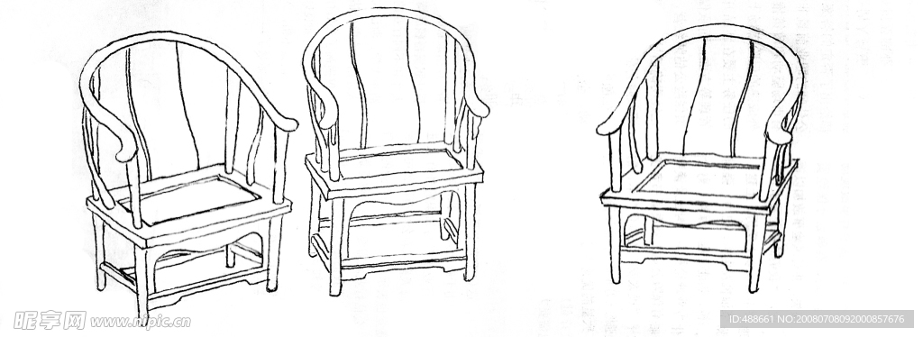 手绘的圈椅 太师椅