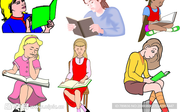 一组漂亮的学校人物小插画