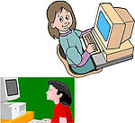 一组学电脑小插画