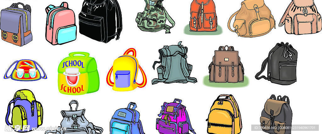 一组很实用的漂亮书包