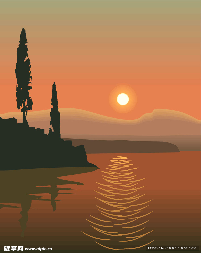 晨曦和夕阳风景