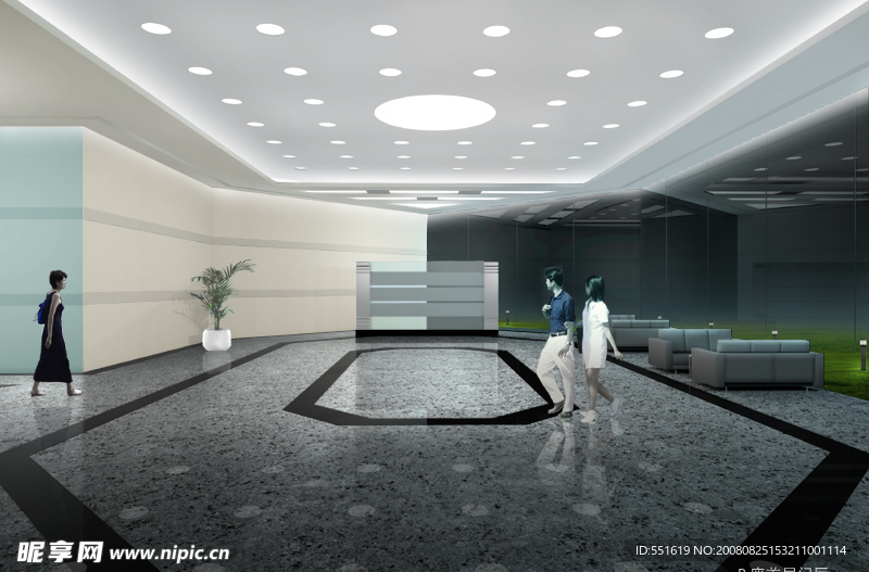 机蓝大厦入口大厅