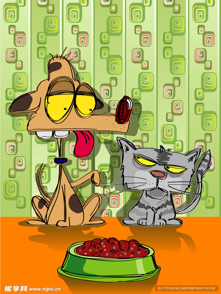 可爱的猫狗插画