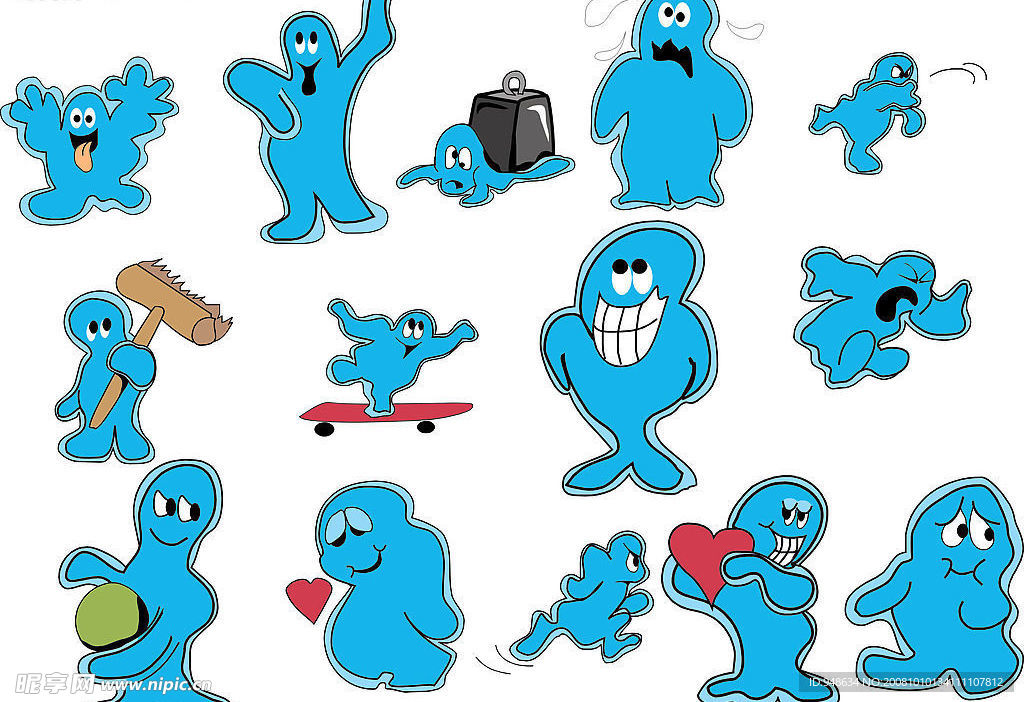 蓝色卡通人