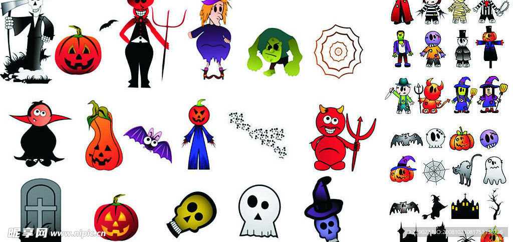 45个万圣节元素矢量素材