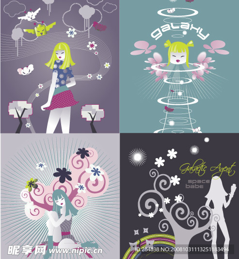另类女孩主题矢量素材
