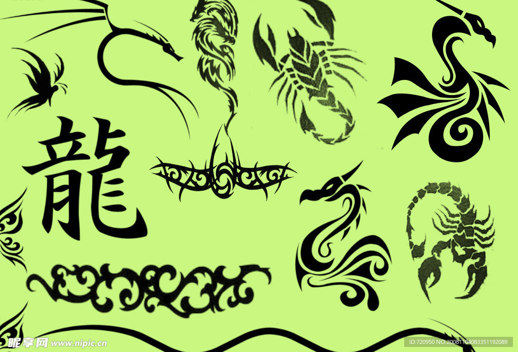 天蝎蝴蝶龙笔刷_纹身笔刷