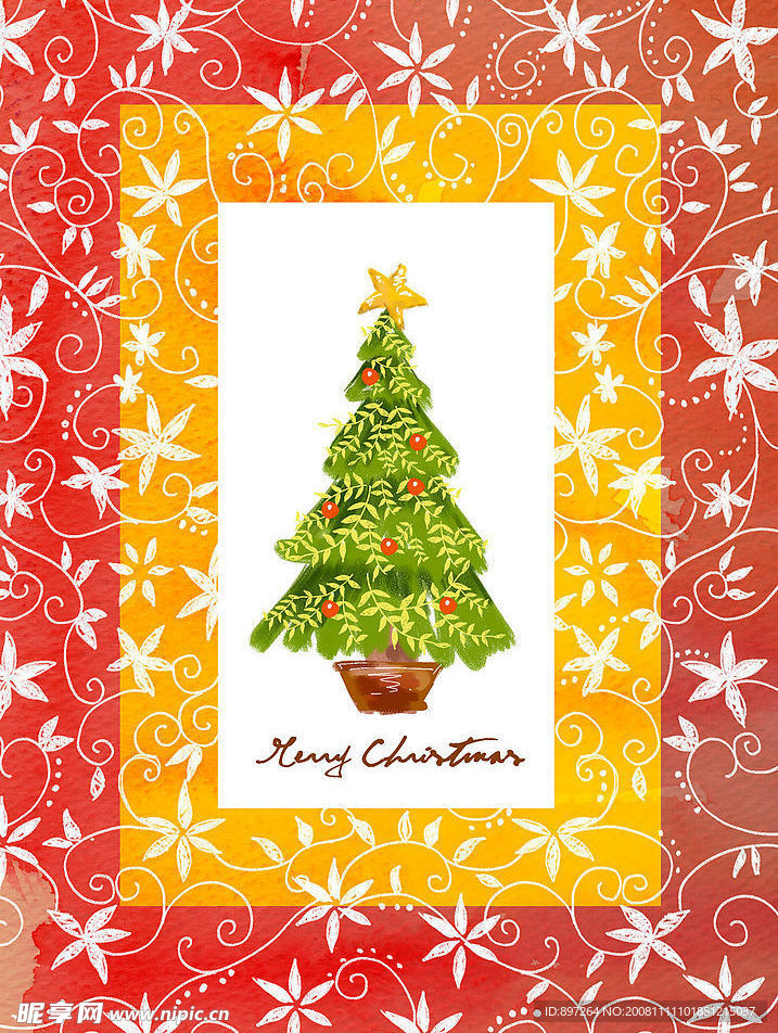 圣诞树花纹PSD分层模板