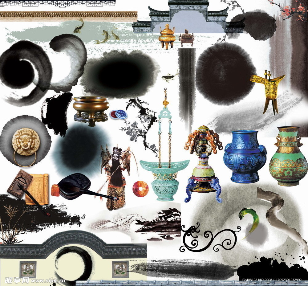 水墨中国风江南房地产设计素材