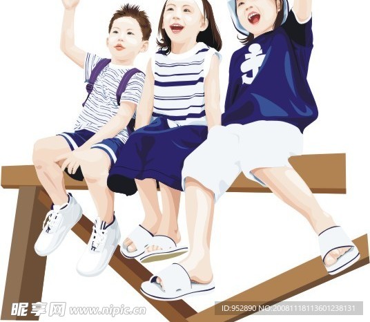 矢量挥手的男孩