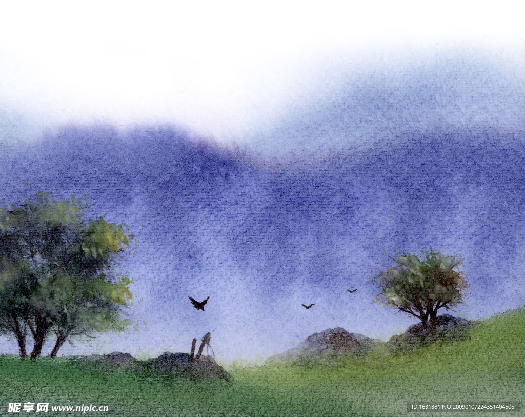 高精度水彩意境图