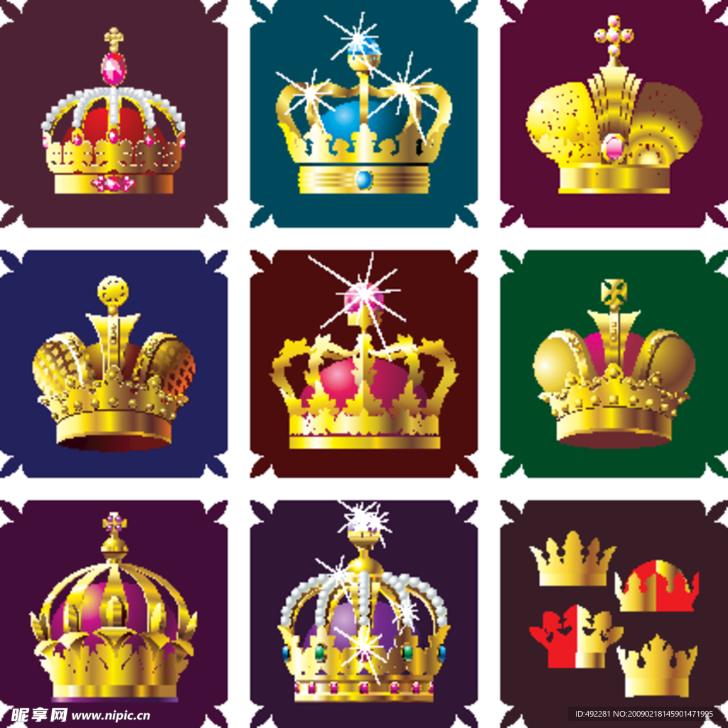 一套华丽皇冠矢量素材