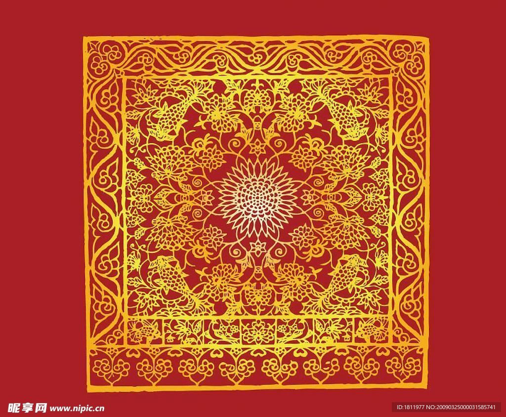 剪纸 窗花 莲纹 莲花 莲 鱼 年年有鱼 纹理 古典