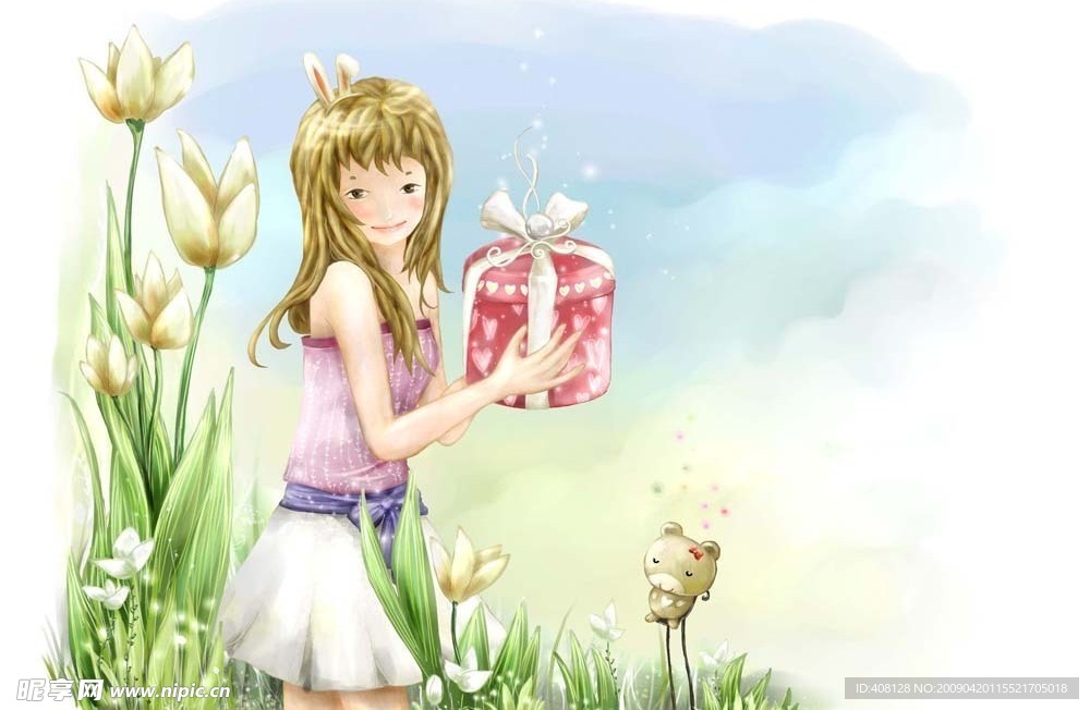 花的心语韩国卡通漫画写真设计模板