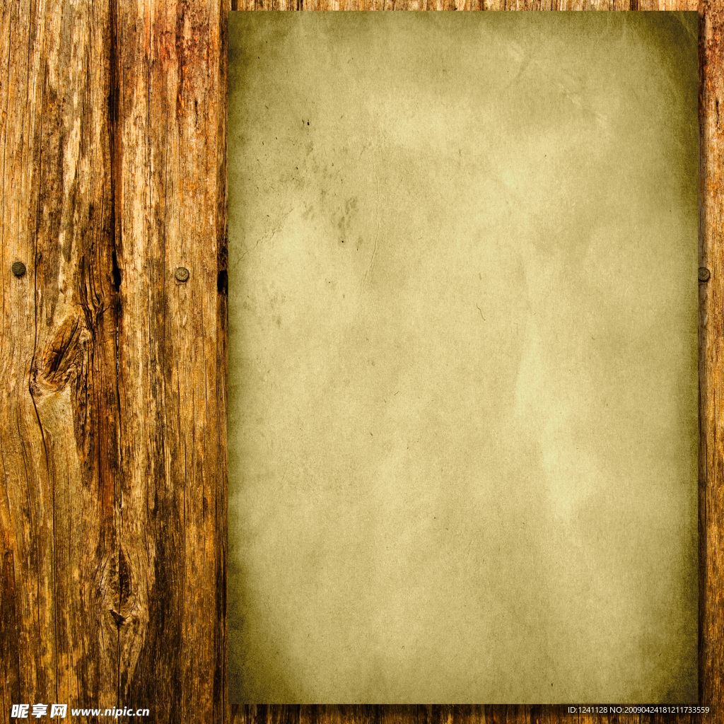 木板上的旧纸张图片素材