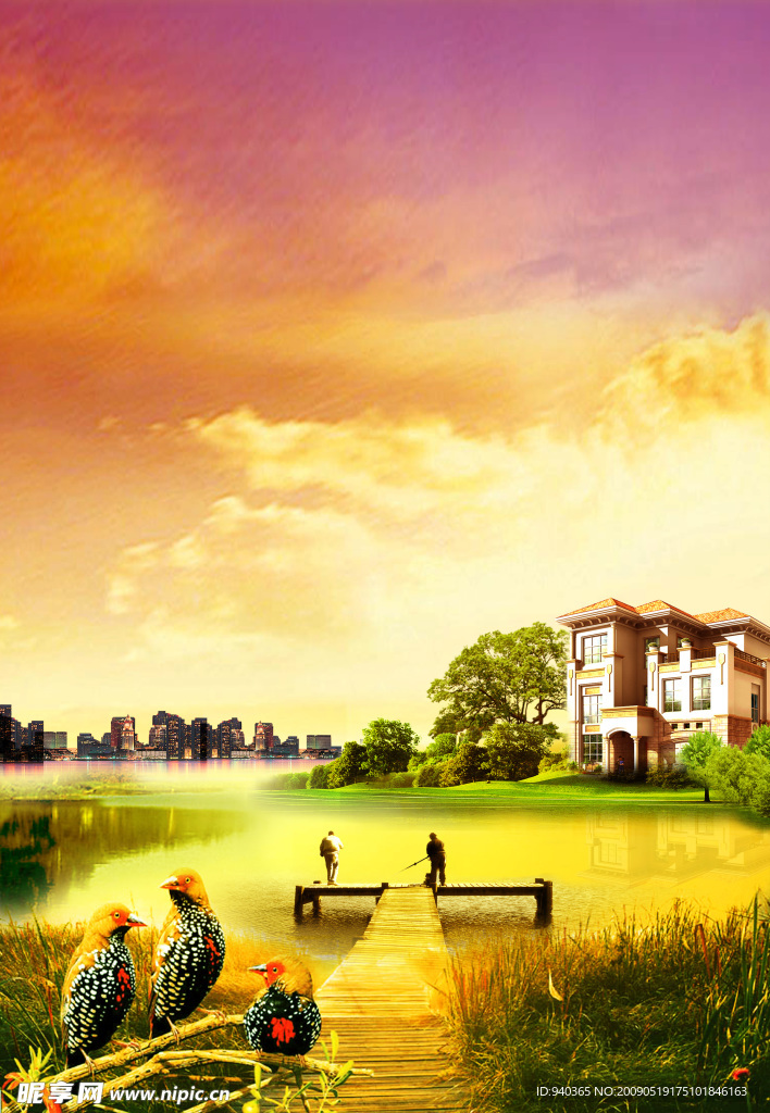 湖景生态别墅与城市