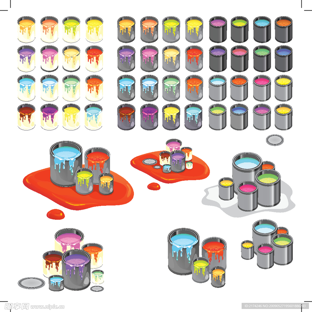 油漆桶 矢量 素材