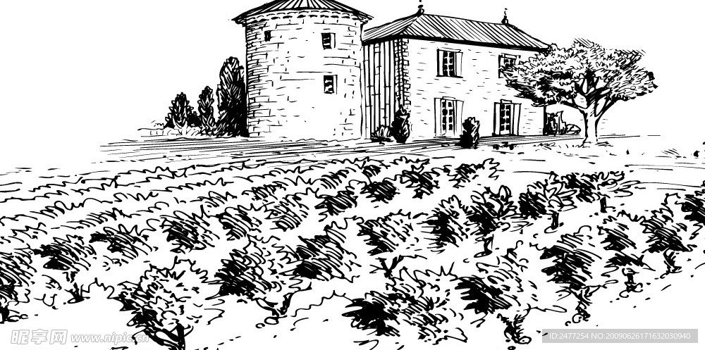 欧洲建筑素描图