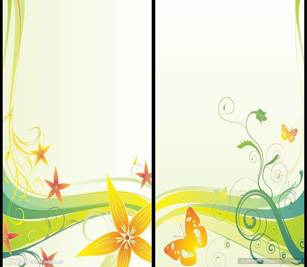 矢量花纹艺术玻璃蝴蝶花