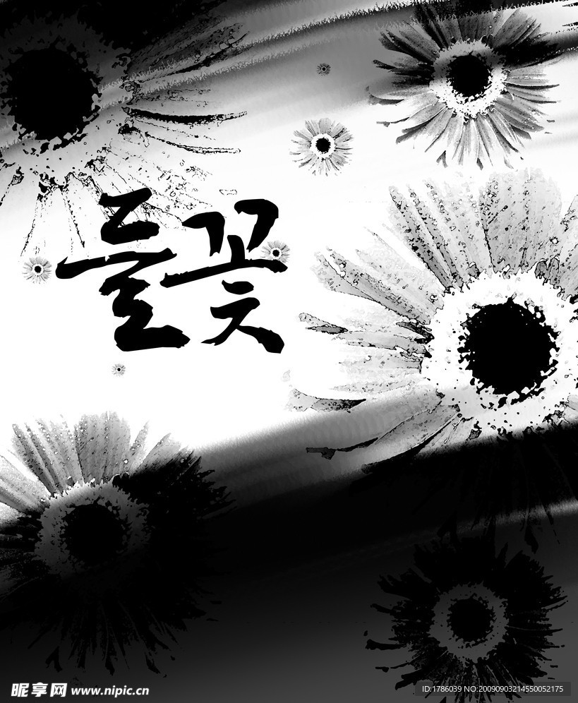 黑白元素花卉PSD分层素材 psd