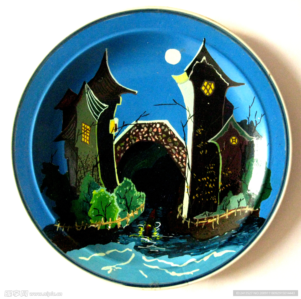 月夜泛舟（盘子）