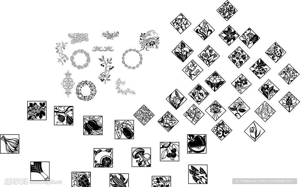 花草树木鸟全套矢量图