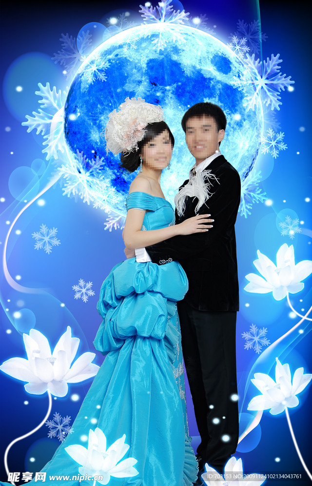 婚纱广告 蓝色模板