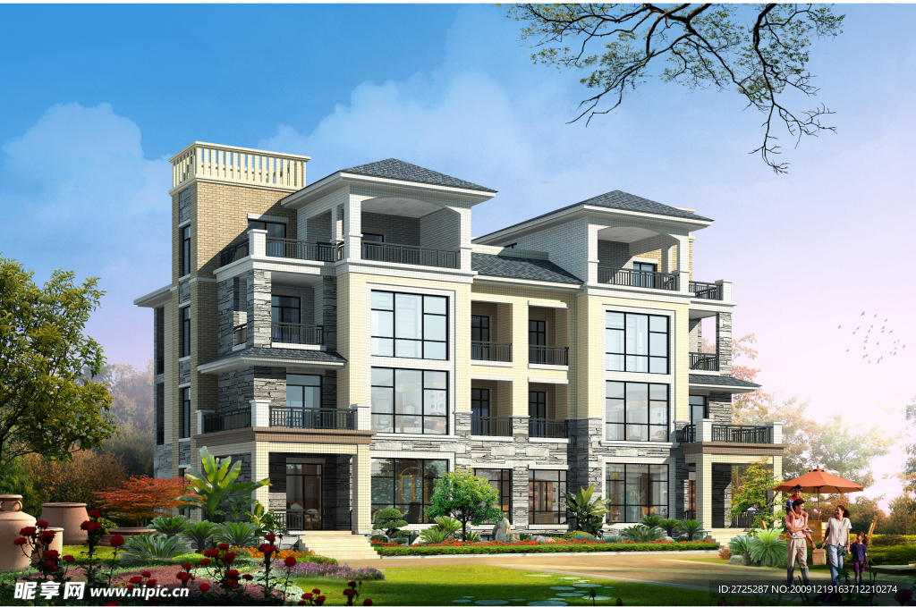 联体排屋二透视图城市规划设计效果图 田园风光 建筑设计 展览设计 室内设计