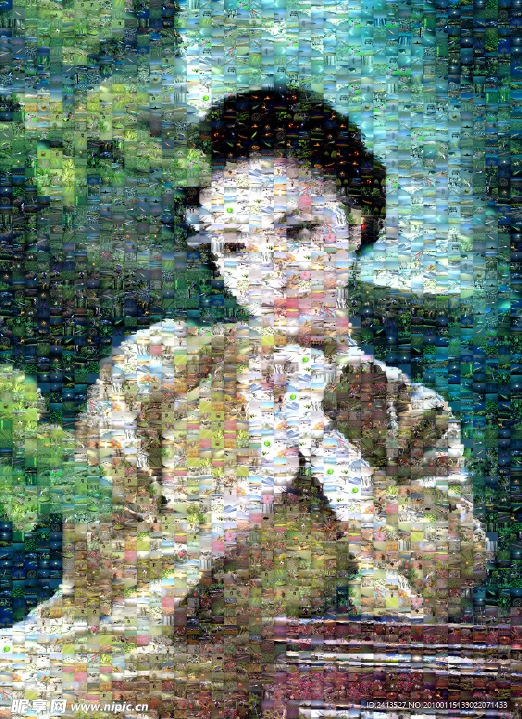 照片拼成的古典美女