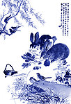 2011年玉兔青花图