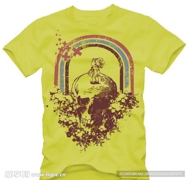 骷髅与小孩图案T恤设计