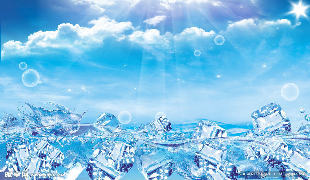 夏天水滴冰块背景图