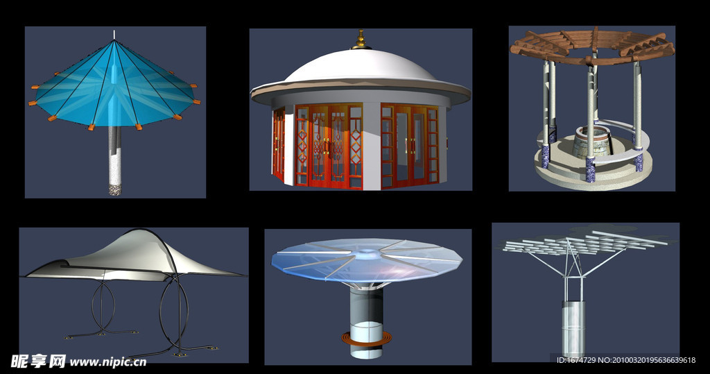 3d max 亭子 (异亭类) 模型及图片