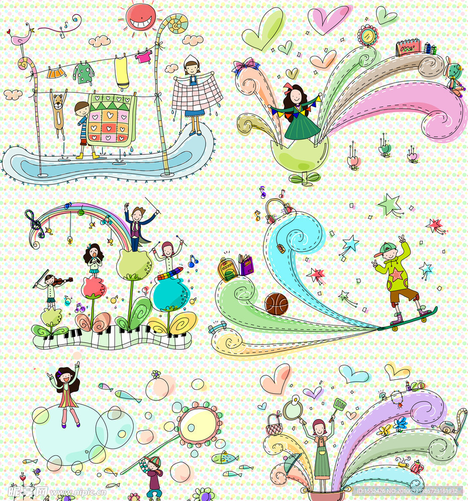 可爱线条儿童插画