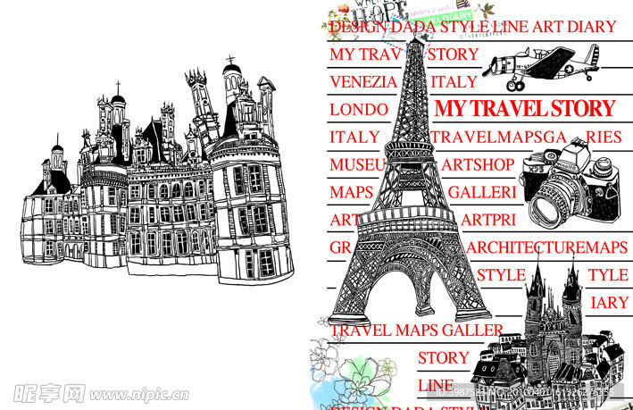 16K经典建筑手绘笔记本1（NOTE BOOK)