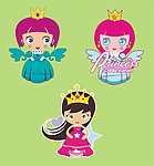 戴皇冠的可爱卡通小女孩