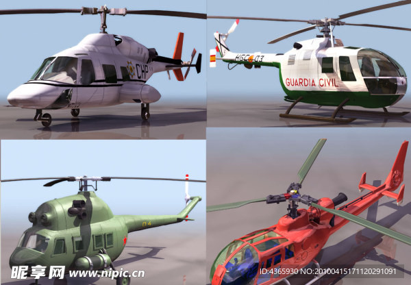 6款直升机3D模型