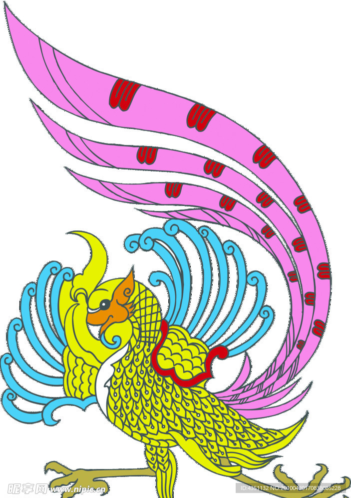 单只凤凰艺术插图