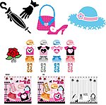 卡通 衣服 雨伞 帽子 包 鞋 花吸塑卡