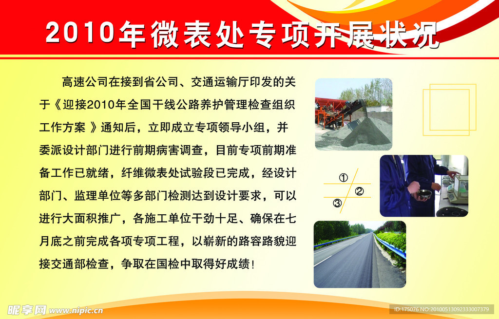 2010年微表处专项开展状况展板