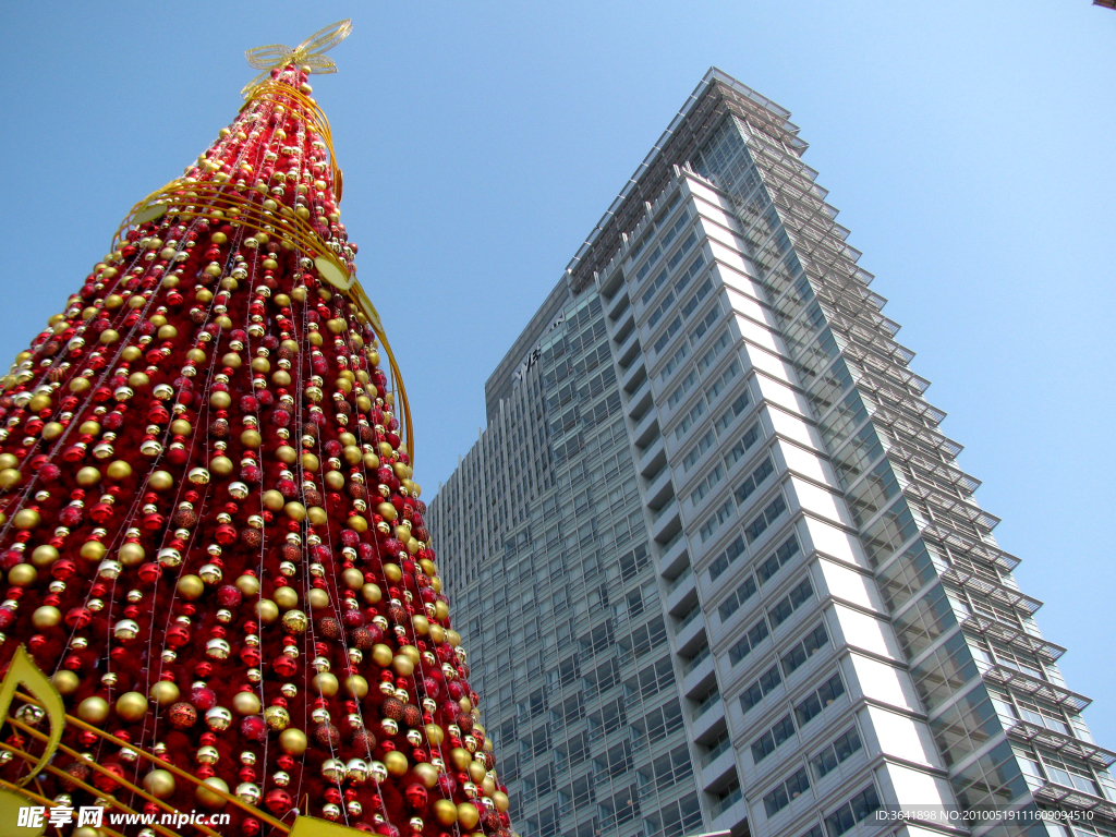 圣诞树和高楼