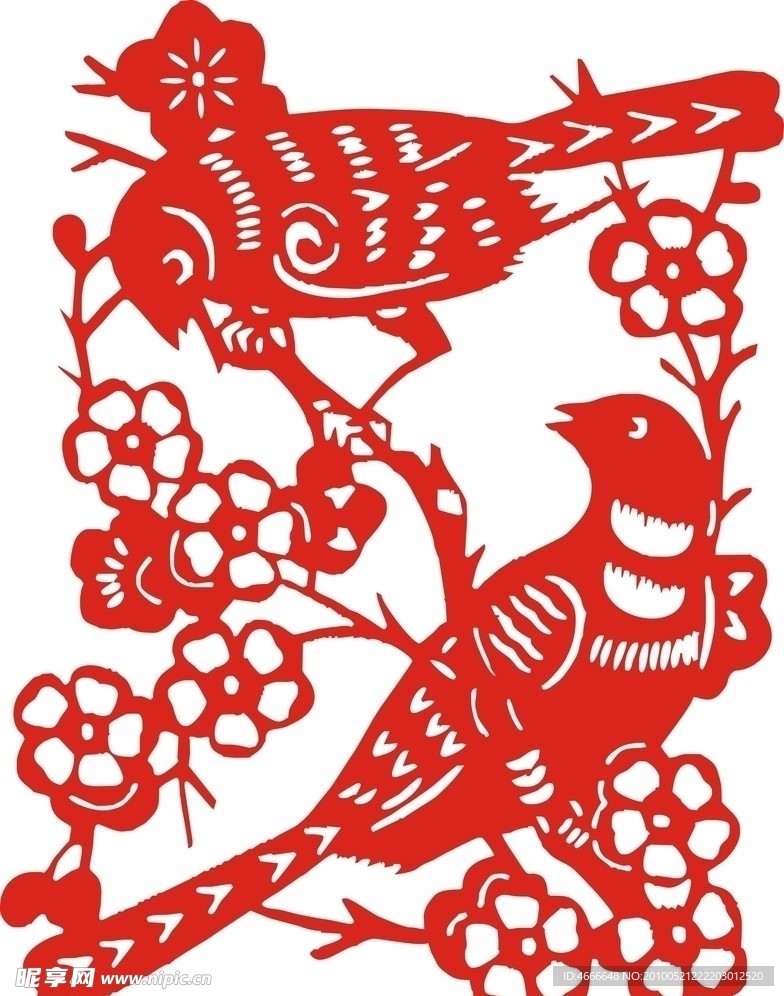 陕北剪纸 喜上眉梢