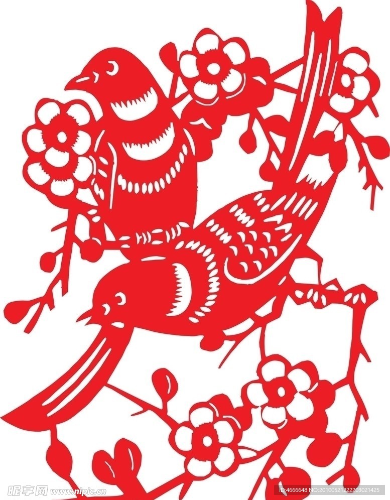 陕北剪纸 喜上眉梢