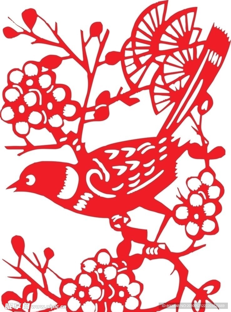 陕北剪纸 喜上眉梢