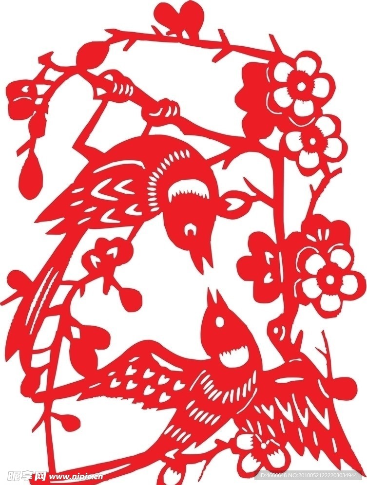 陕北剪纸 喜上眉梢